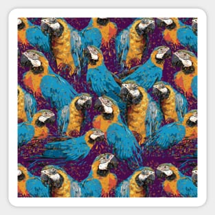 seamless pattern of Blue and gold macaw birds Sticker